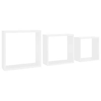 Wall Cube Shelves 3 pcs White MDF