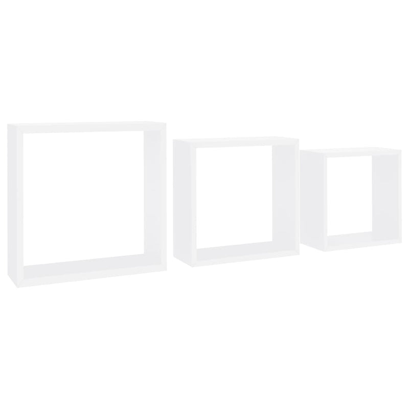 Wall Cube Shelves 3 pcs White MDF