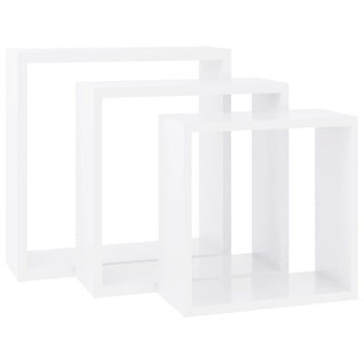 Wall Cube Shelves 3 pcs White MDF