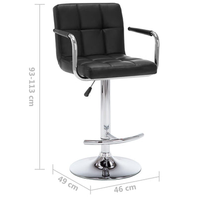 Bar Stools 2 pcs Black Faux Leather