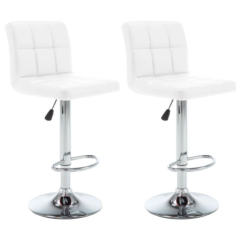 Bar Stools 2 pcs White Faux Leather