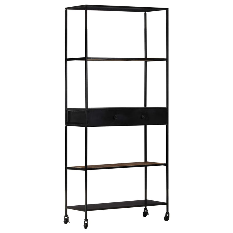 Book Cabinet 80x35x180 cm Rough Mango Wood & Iron