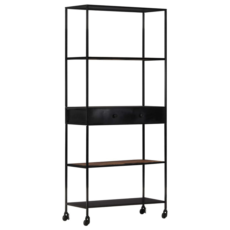 Book Cabinet 80x35x180 cm Rough Mango Wood & Iron