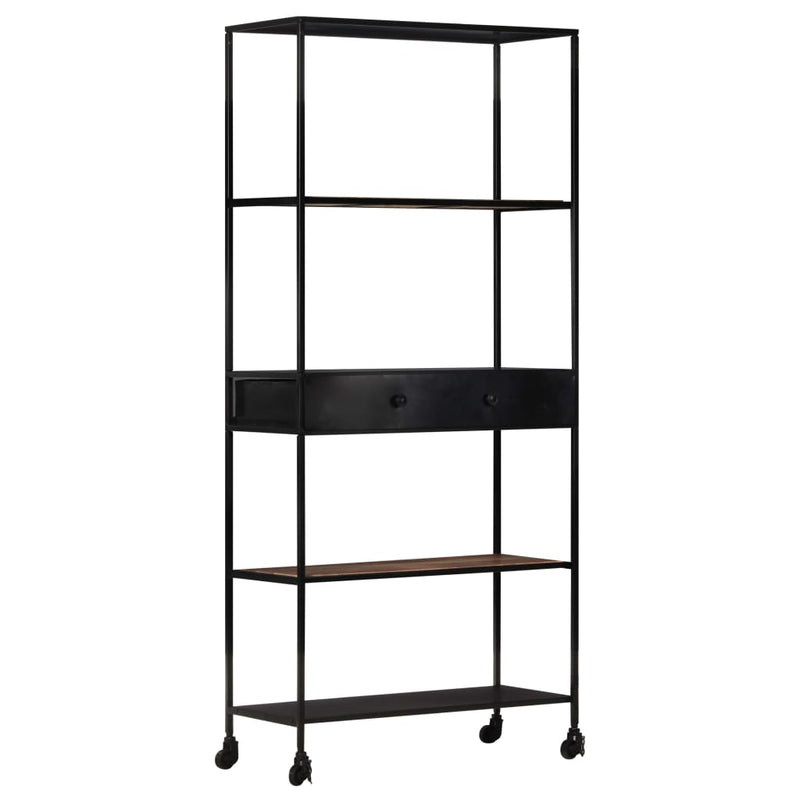 Book Cabinet 80x35x180 cm Rough Mango Wood & Iron