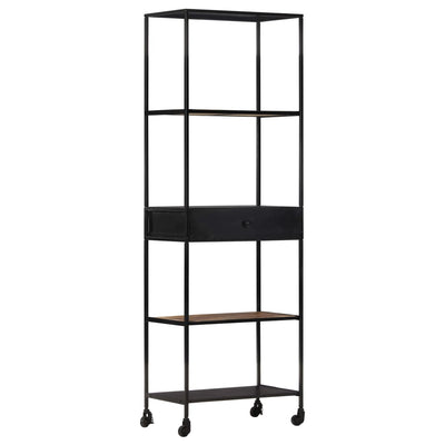 Book Cabinet 60x35x180 cm Rough Mango Wood & Iron