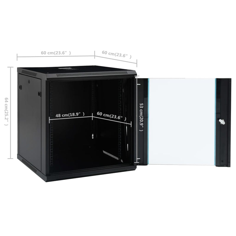 12U Wall Mounted Network Cabinet 19" IP20 600x600x640 mm