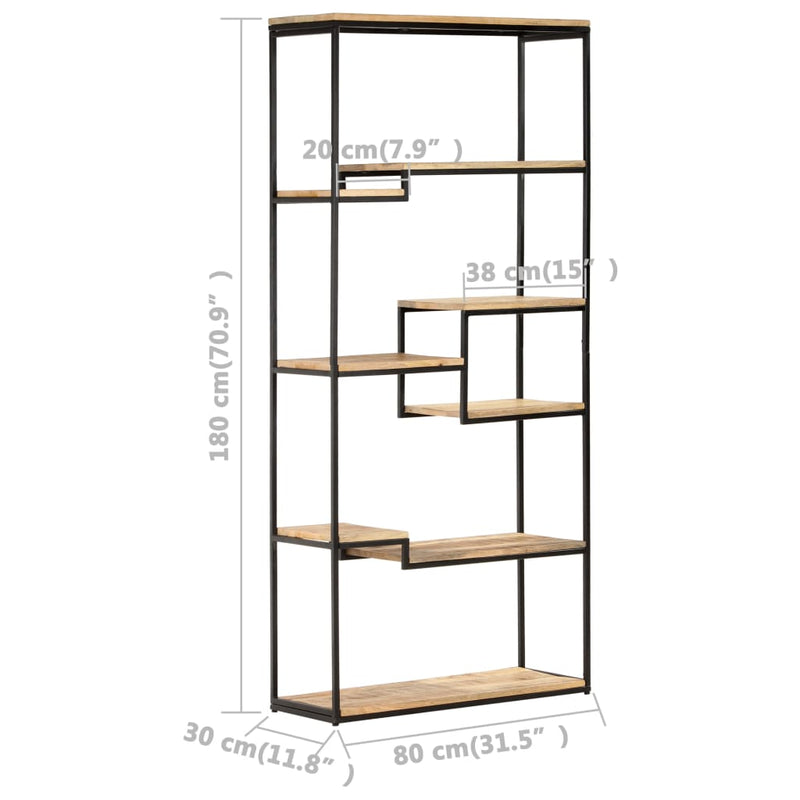 Bookcase 80x30x180 cm Rough Mango Wood