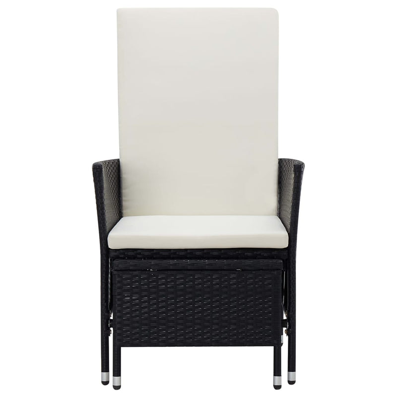 Reclining Garden Chair with Cushions Poly Rattan Black