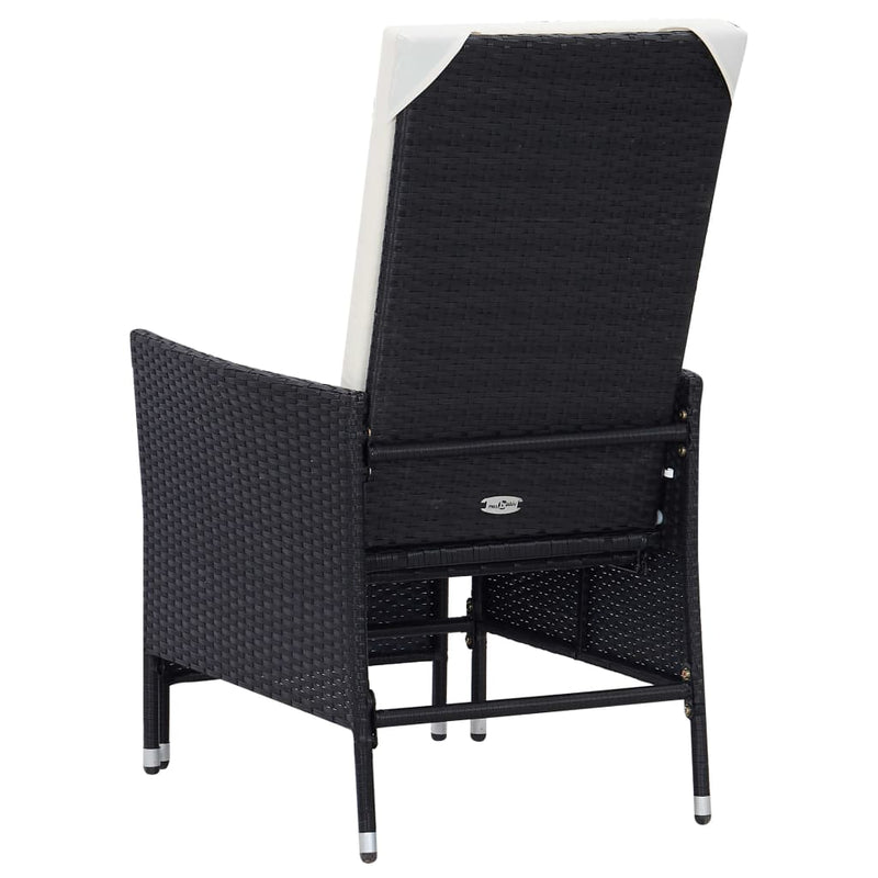 Reclining Garden Chair with Cushions Poly Rattan Black