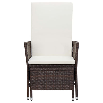 Reclining Garden Chair with Cushions Poly Rattan Brown