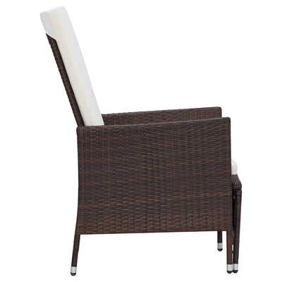 Reclining Garden Chair with Cushions Poly Rattan Brown