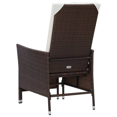 Reclining Garden Chair with Cushions Poly Rattan Brown