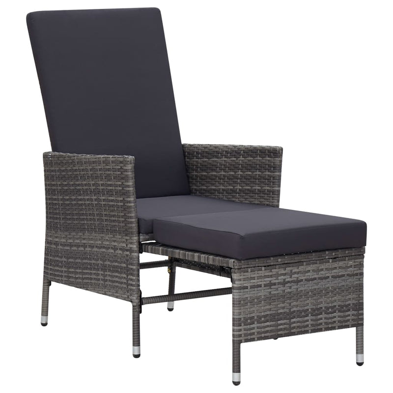 Reclining Garden Chair with Cushions Poly Rattan Grey