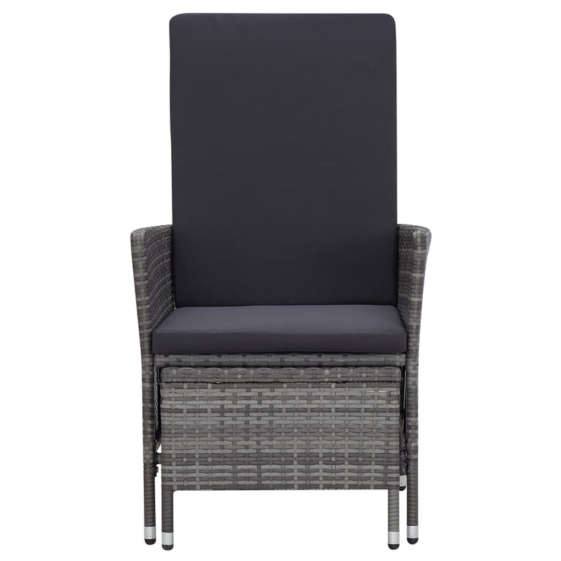 Reclining Garden Chair with Cushions Poly Rattan Grey