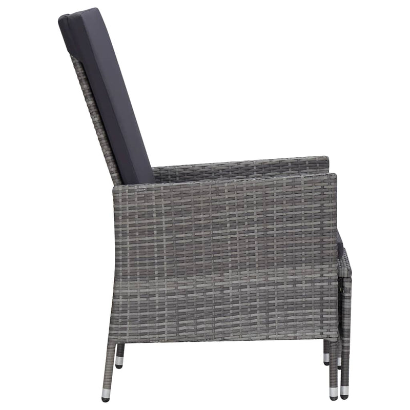 Reclining Garden Chair with Cushions Poly Rattan Grey