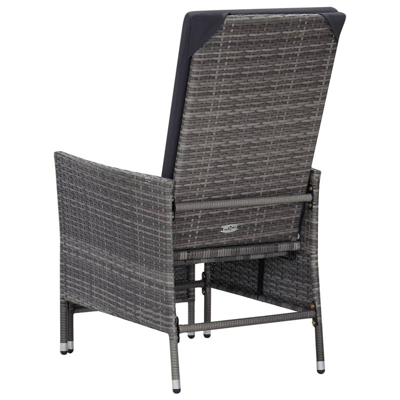 Reclining Garden Chair with Cushions Poly Rattan Grey