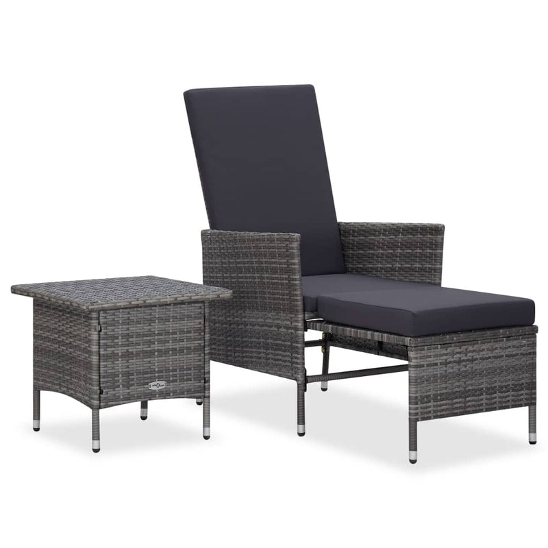 2 Piece Garden Lounge Set with Cushions Poly Rattan Grey