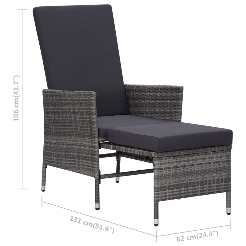 2 Piece Garden Lounge Set with Cushions Poly Rattan Grey