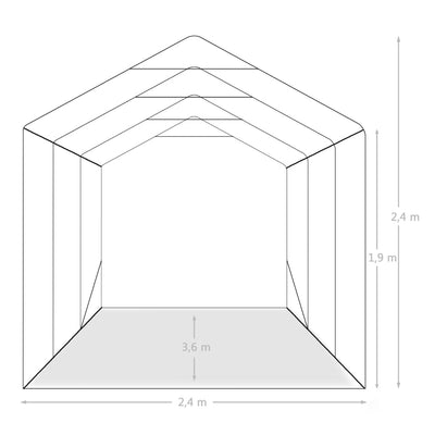 Garage Tent PVC 2.4x3.6 m Green