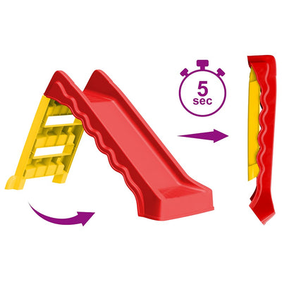 Foldable Slide for Kids Indoor Outdoor Red and Yellow