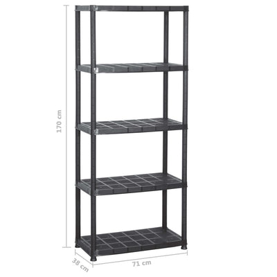 Storage Shelf 5-Tier Black 71x38x170 cm Plastic