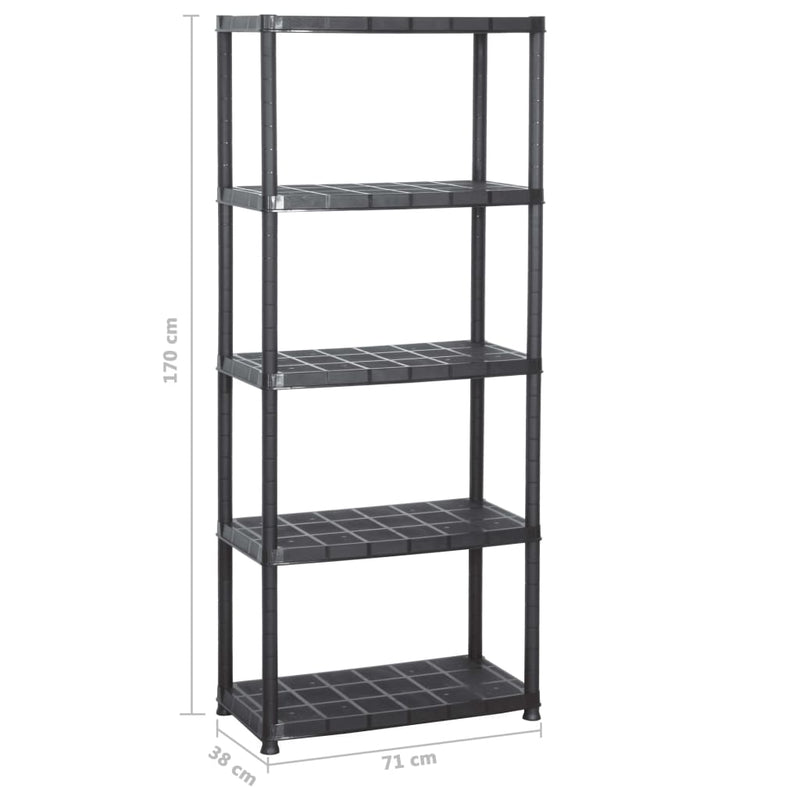 Storage Shelf 5-Tier Black 71x38x170 cm Plastic