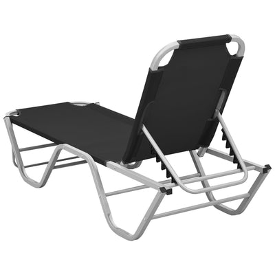 Sun Lounger Aluminium and Textilene Black