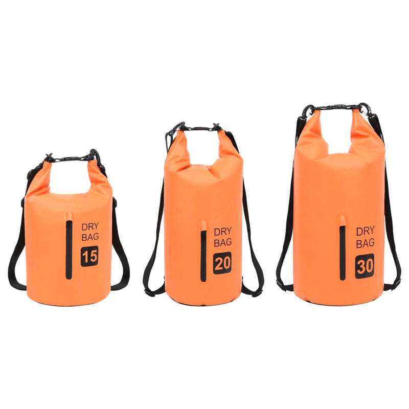 Dry Bag with Zipper Orange 30 L PVC