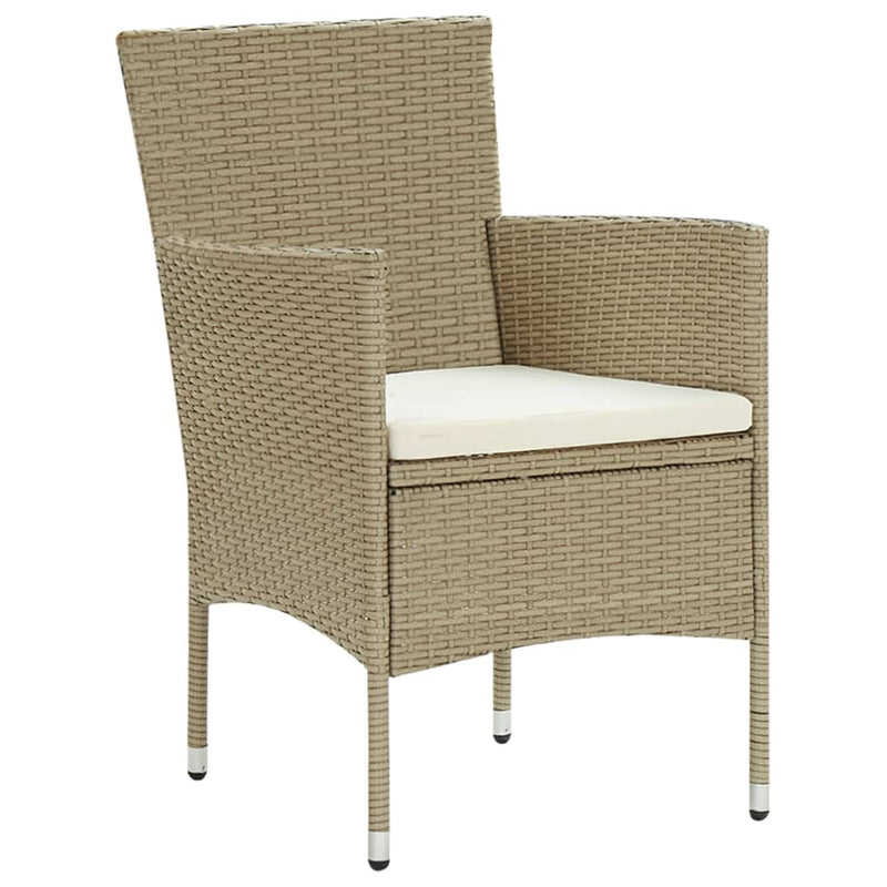 Garden Dining Chairs 2 pcs Poly Rattan Beige