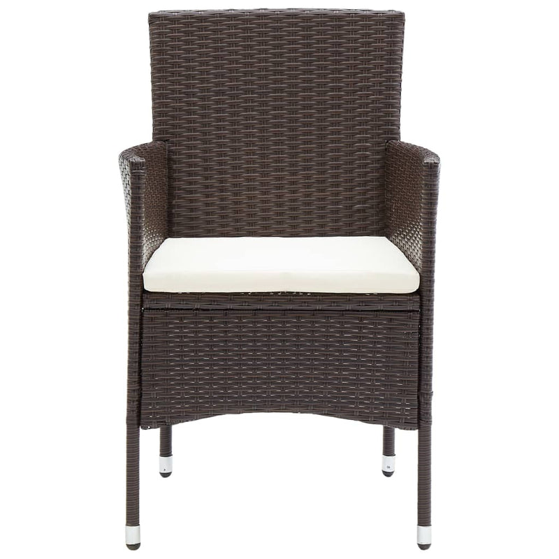 Garden Dining Chairs 2 pcs Poly Rattan Brown