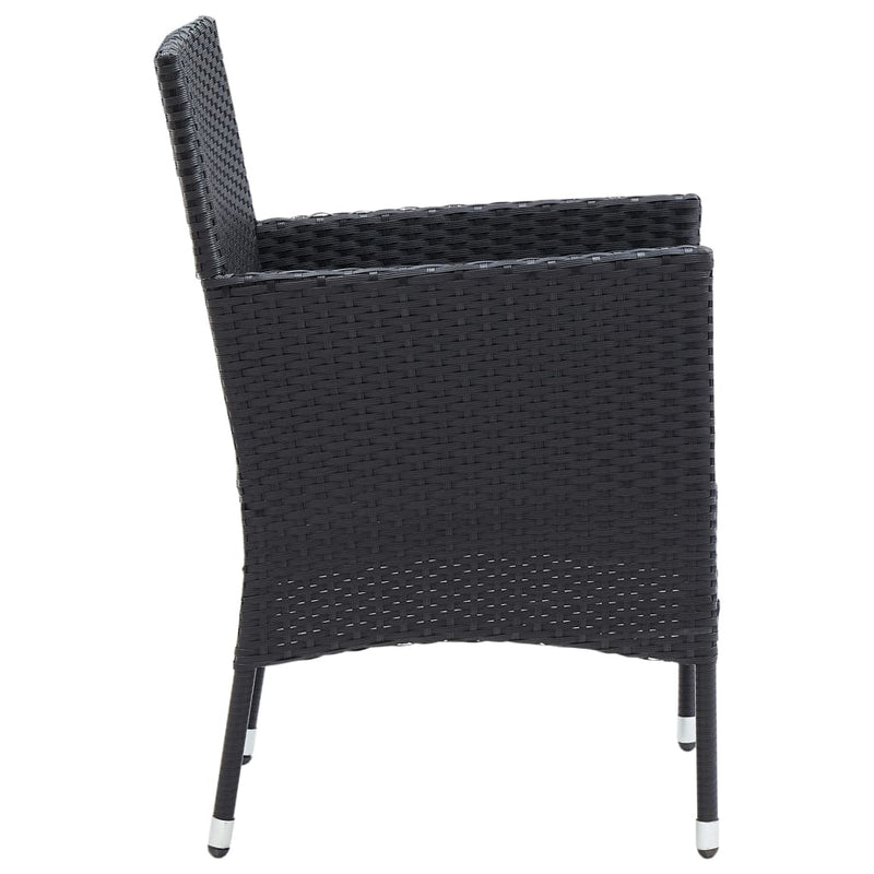 Garden Dining Chairs 4 pcs Poly Rattan Black