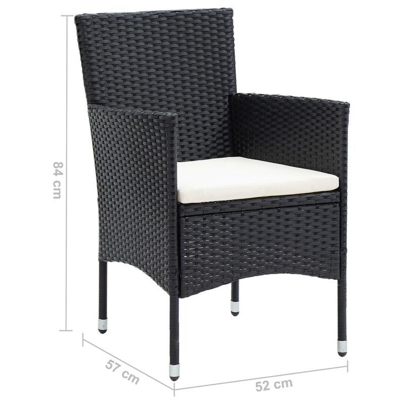 Garden Dining Chairs 4 pcs Poly Rattan Black