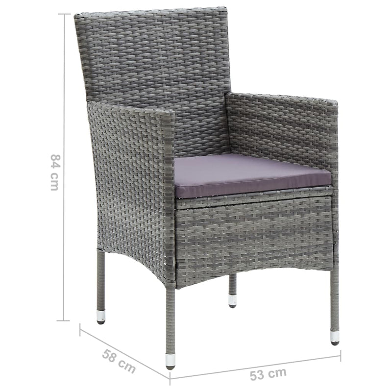 Garden Dining Chairs 4 pcs Poly Rattan Grey