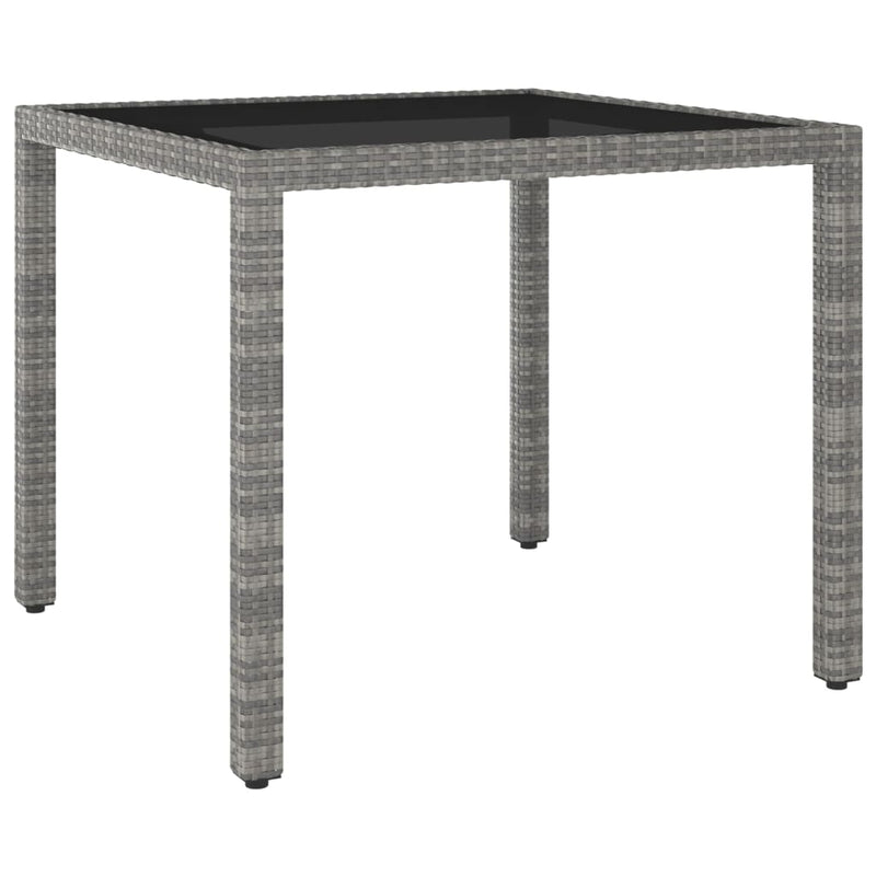 Garden Table Grey 90x90x75 cm Poly Rattan