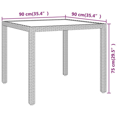 Garden Table Black 90x90x75 cm Poly Rattan