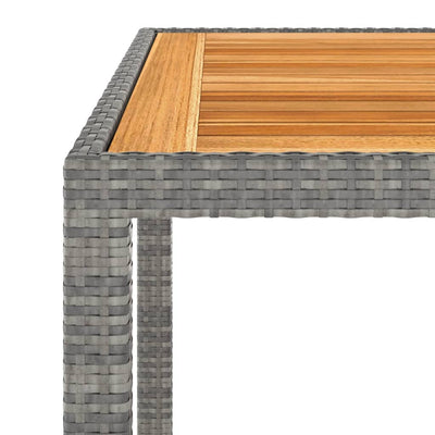 Garden Table Grey 90x90x75 cm Poly Rattan