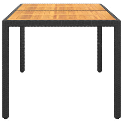 Garden Table 150x90x75 cm Acacia Wood and Poly Rattan Black