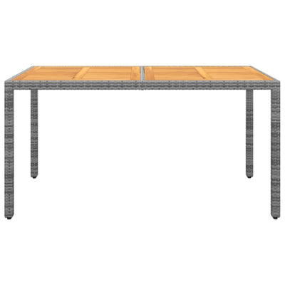 Garden Table 150x90x75 cm Acacia Wood and Poly Rattan Grey