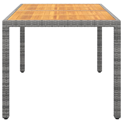 Garden Table 150x90x75 cm Acacia Wood and Poly Rattan Grey