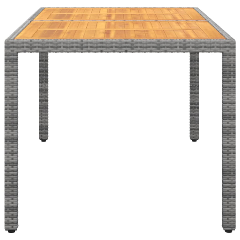 Garden Table 150x90x75 cm Acacia Wood and Poly Rattan Grey