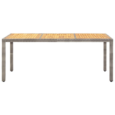 Garden Table Grey 190x90x75 cm Poly Rattan and Acacia Wood