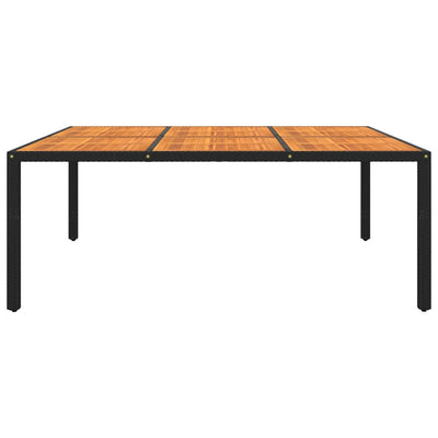 Garden Table 200x150x75 cm Acacia Wood and Poly Rattan Black