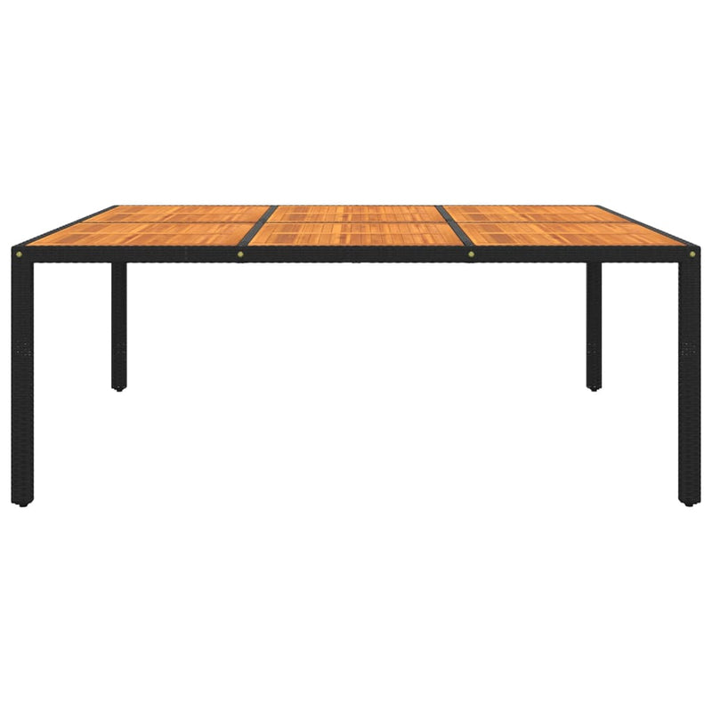 Garden Table 200x150x75 cm Acacia Wood and Poly Rattan Black