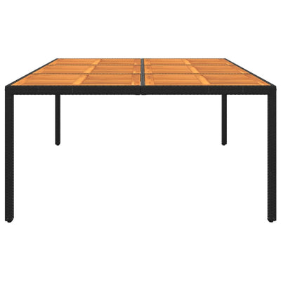 Garden Table 200x150x75 cm Acacia Wood and Poly Rattan Black