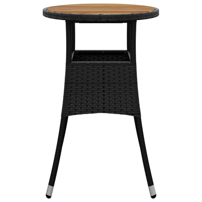 Garden Table Ø60x75 cm Acacia Wood and Poly Rattan Black