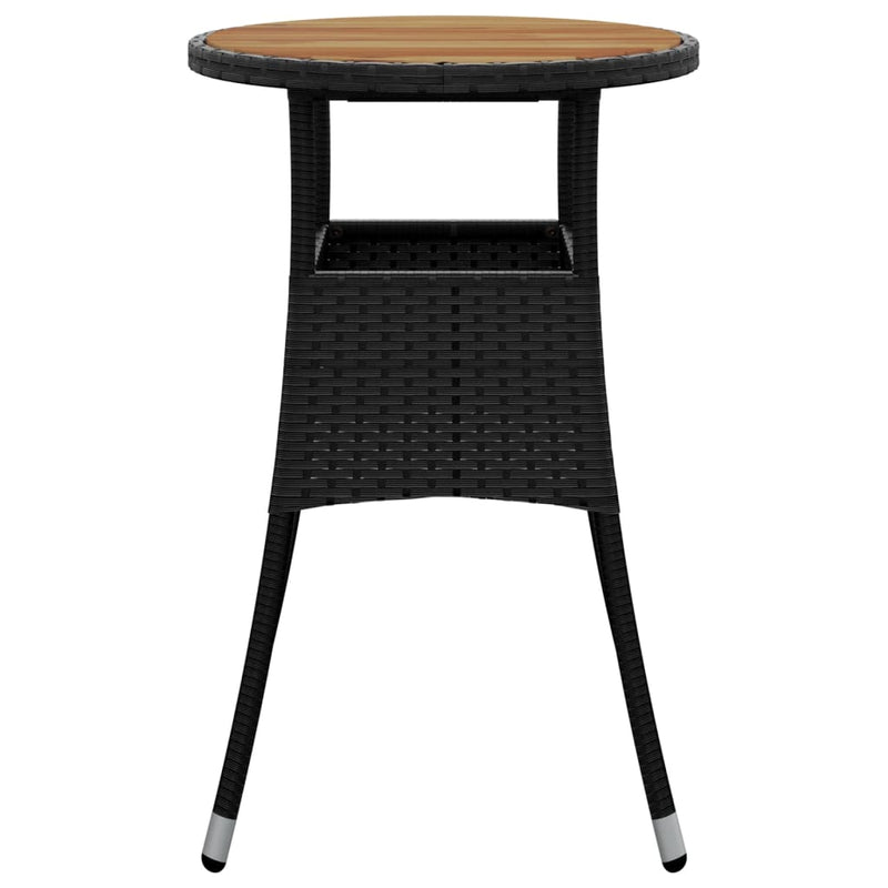 Garden Table Ø60x75 cm Acacia Wood and Poly Rattan Black