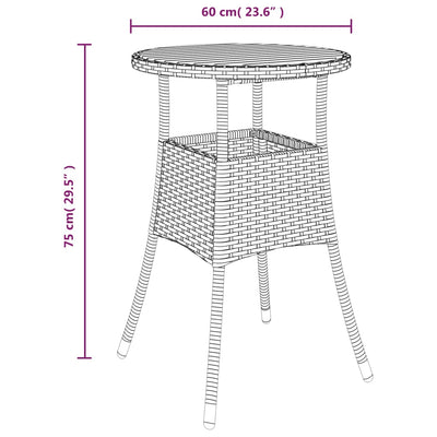 Garden Table Ø60x75 cm Acacia Wood and Poly Rattan Black