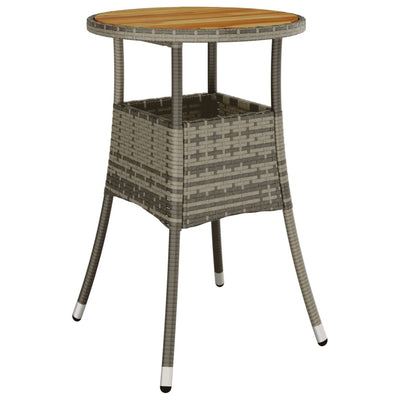 Garden Table Ø60x75 cm Acacia Wood and Poly Rattan Grey