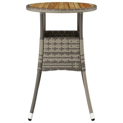 Garden Table Ø60x75 cm Acacia Wood and Poly Rattan Grey