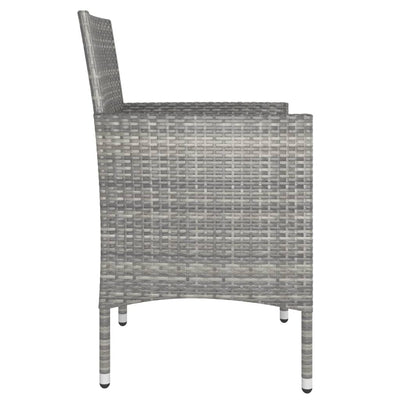 4 Piece Garden Chair and Stool Set Poly Rattan Grey